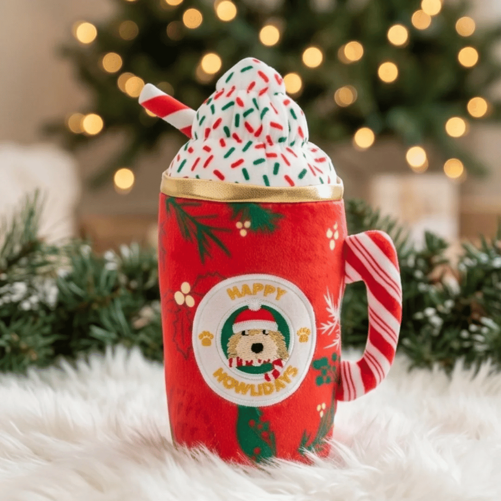 Howliday Cheer Mug Christmas Plush Dog Toy