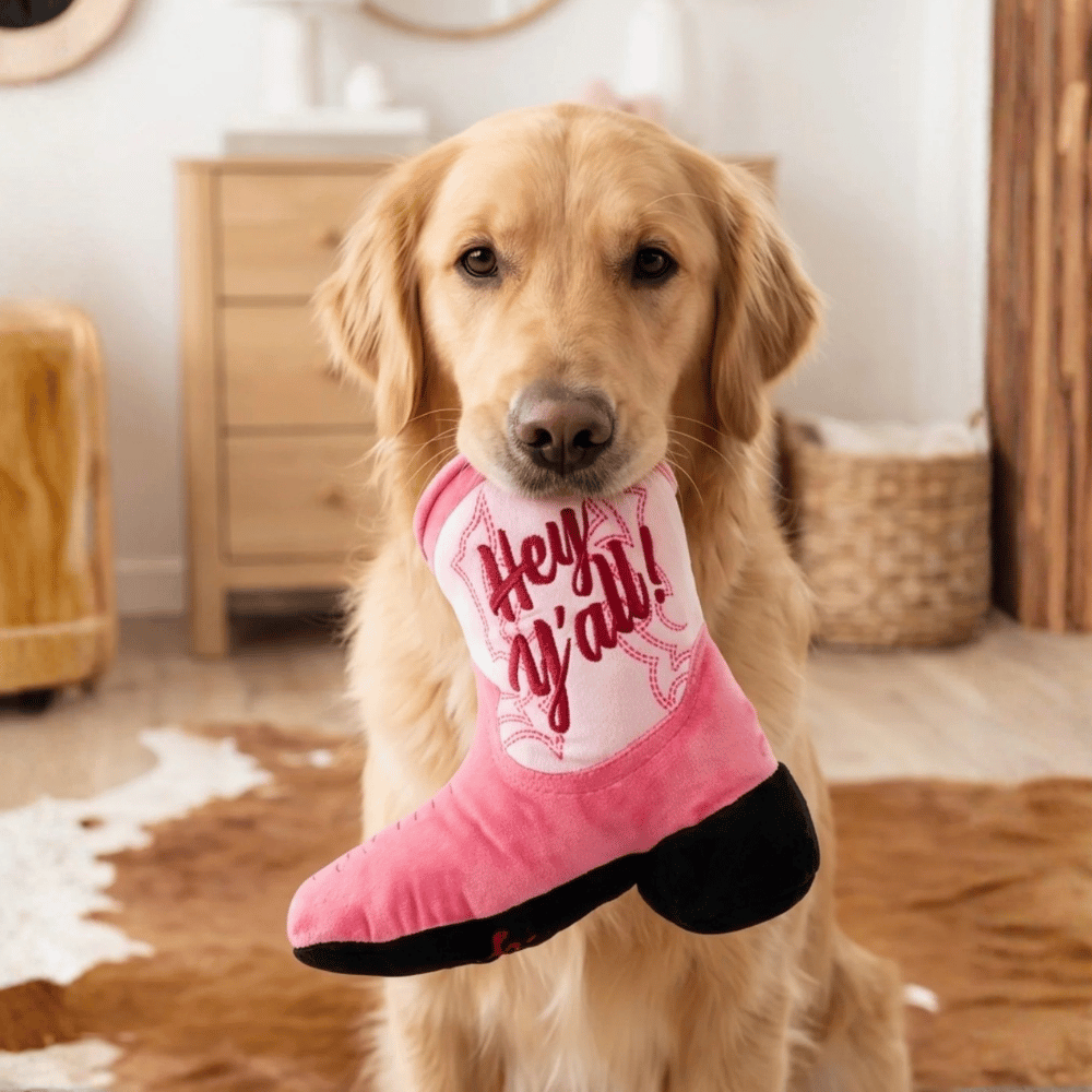 Pink Cowgirl Boot Dog Toy