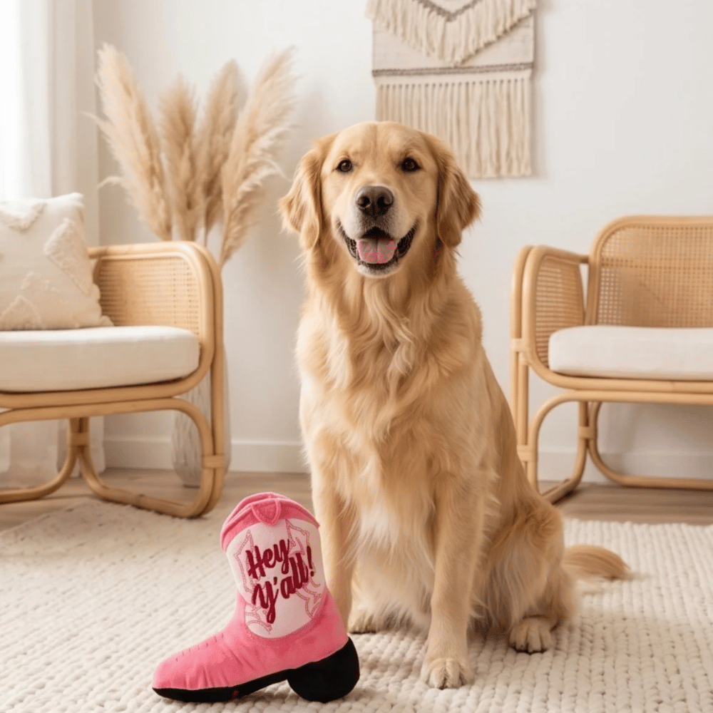 Pink Cowgirl Boot Dog Toy