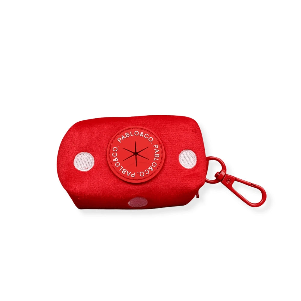 Pablo & Co Red Polka Dots Poop Bag Holder Velvet