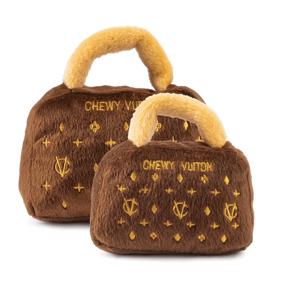 Brown Chewy Vuiton Bag Dog Toy - Designer Toys from Dog Diggin Designs at DoggyTopia
