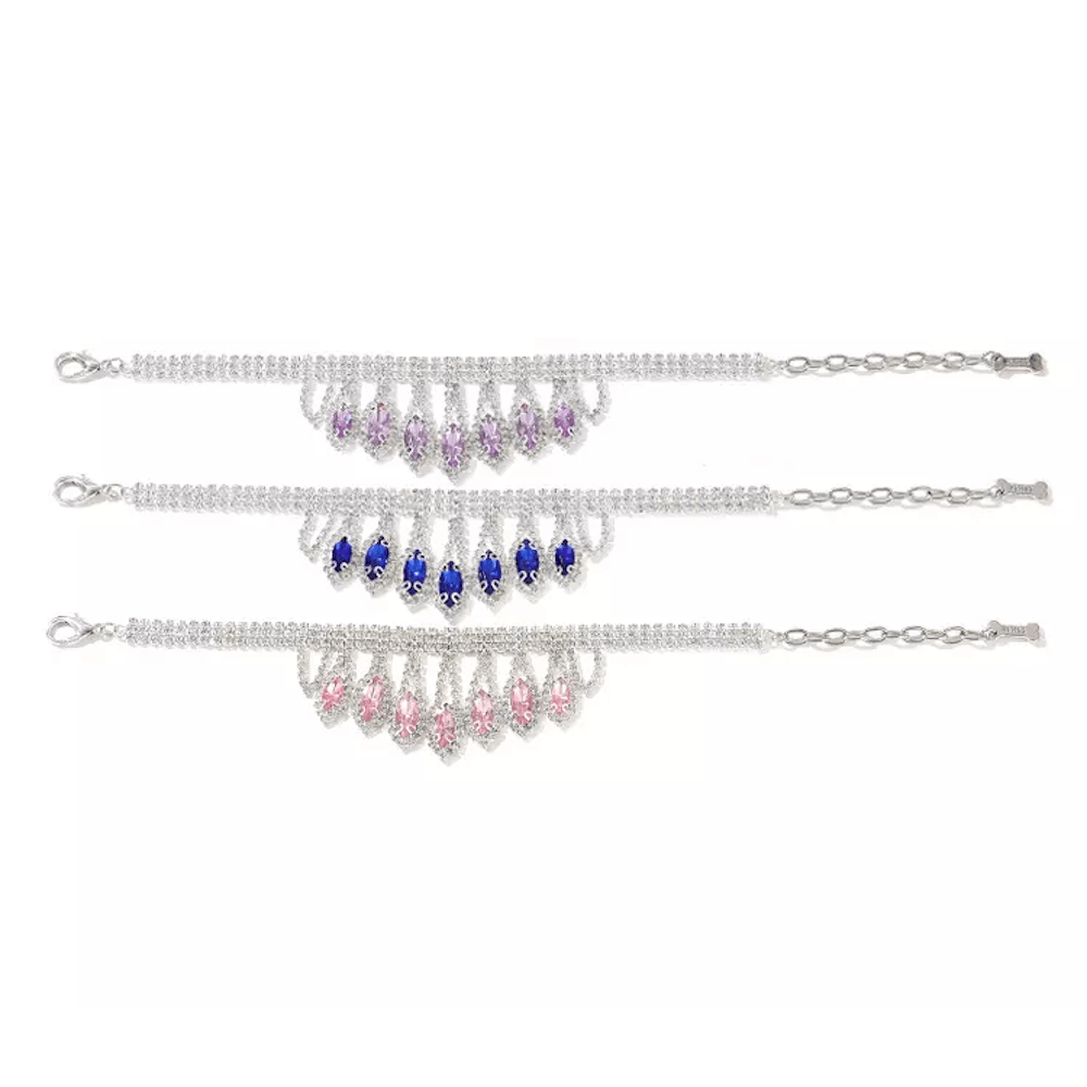 Diamante Tear Drop Dog Necklace - Lavender - Dog Necklaces from Sale at DoggyTopia