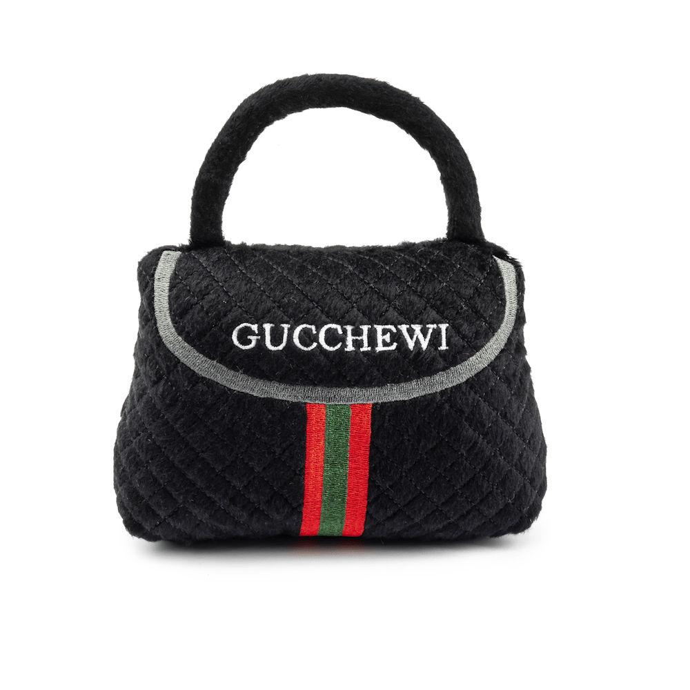 Gucchewi Striped Dog Purse Toy - Designer Toys from Dog Diggin Designs at DoggyTopia