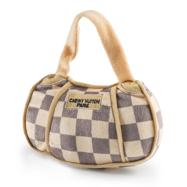 Chewy Vuiton Checker Handbag Dog Toy, DoggyTopia