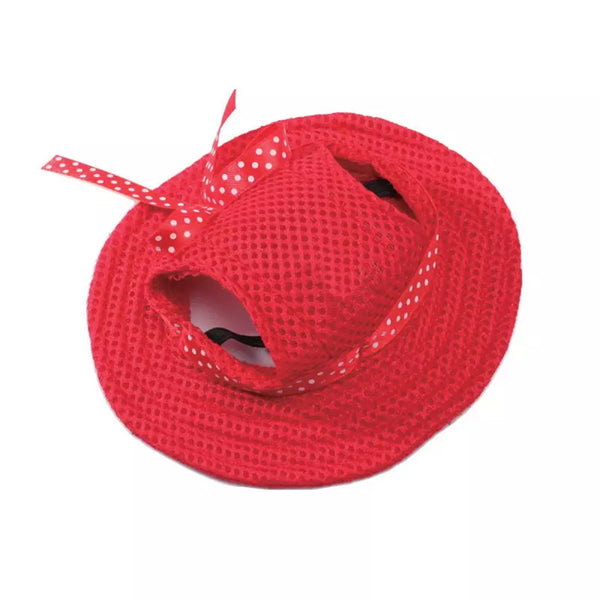 Full Brim Dog Sun Hat Red