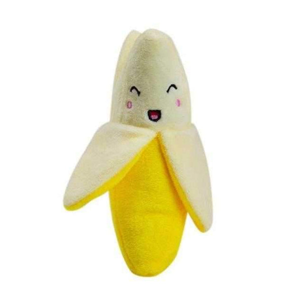 DoggyTopia Plush Banana Squeaker Dog Toy