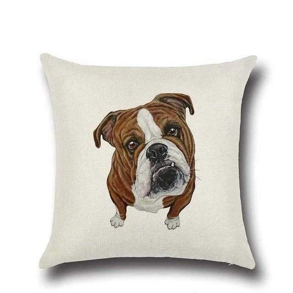Bulldog Cushion Cotton LinenDoggyTopia