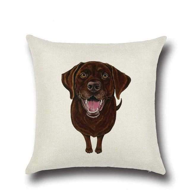 Chocolate Labrador Throw Cushion Cotton/LinenDoggyTopia