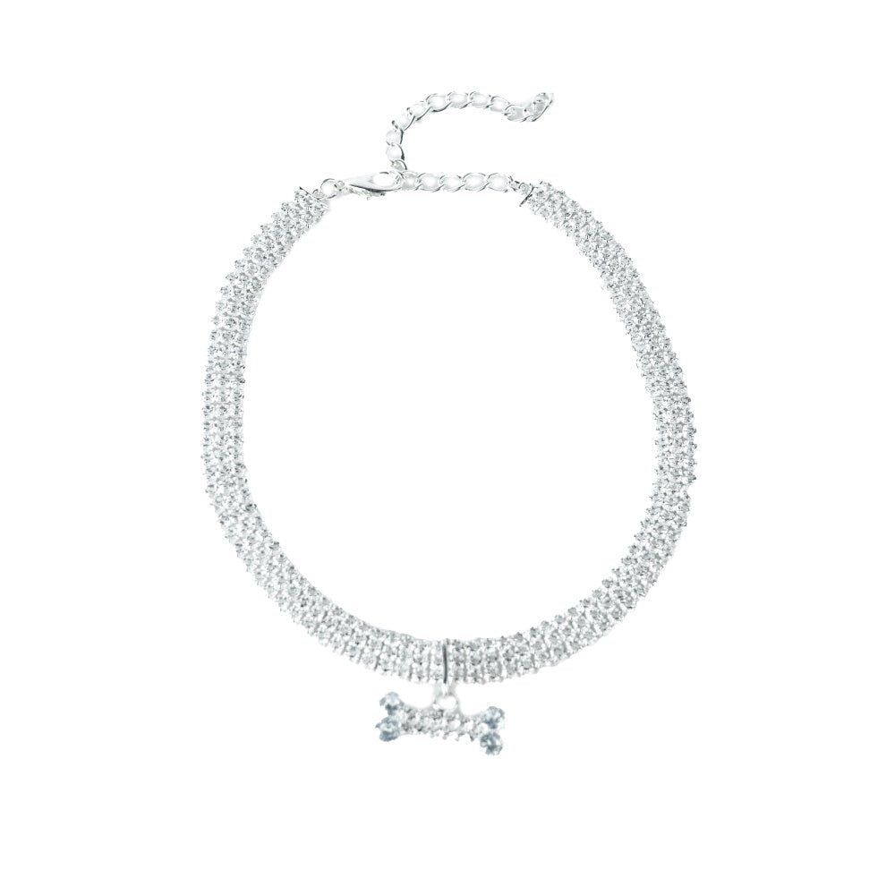 Diamante Bone Dog Necklace - Dog Necklaces from Sale at DoggyTopia