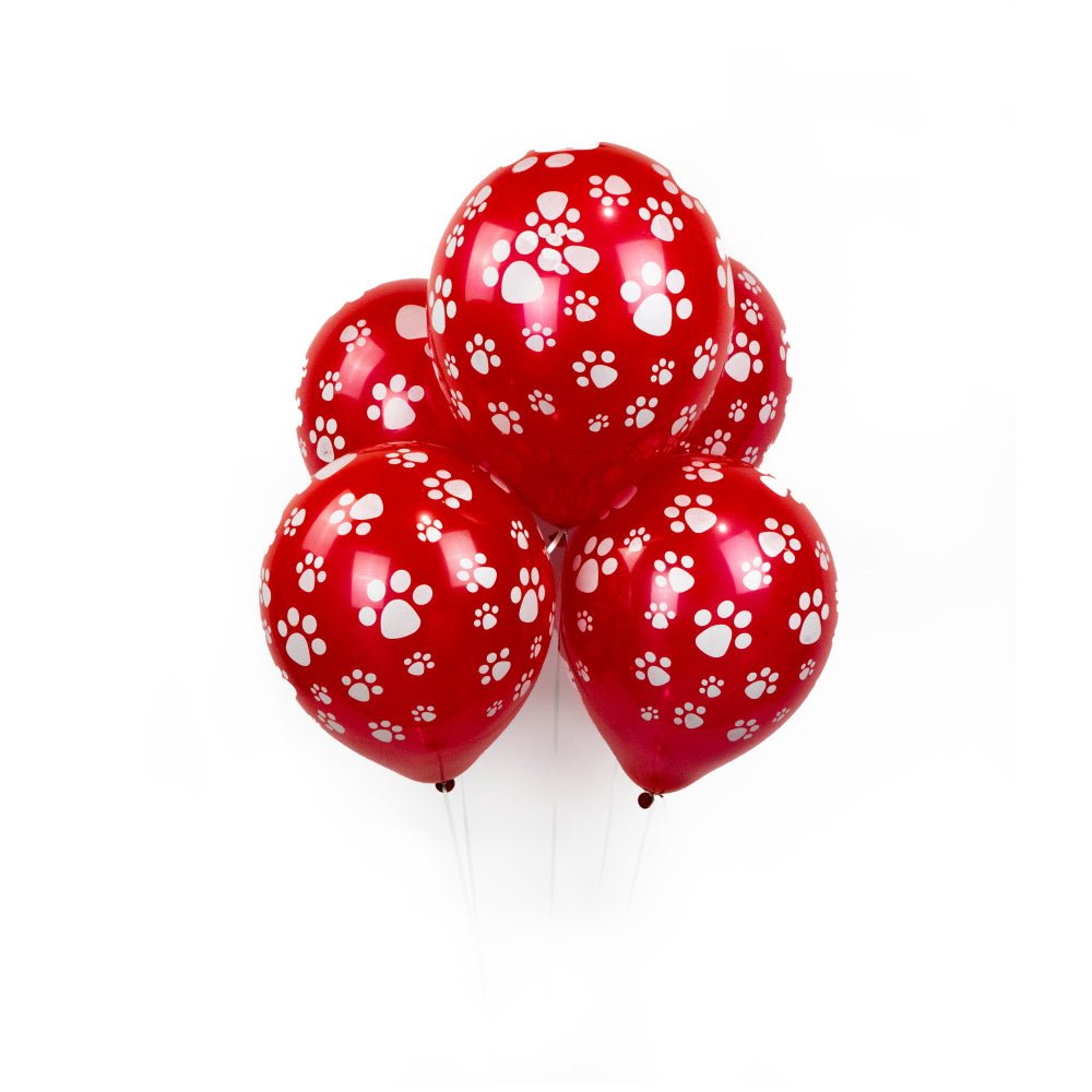 Dog Paw Prints Party Balloons - Red - Party Balloons from . at DoggyTopia