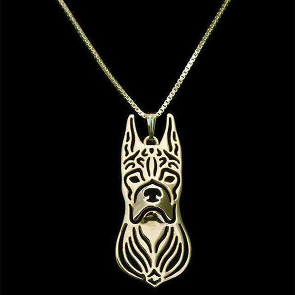 dog pendant necklace boxer ears up grande