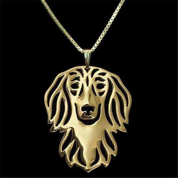 Dog Pendant Necklace - Dachshund Long Haired - Necklaces from . at DoggyTopia