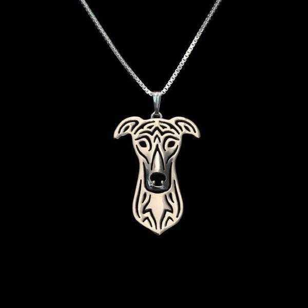 Greyhound In Solid Sterling Silver Leash Pendant - Foto 8
