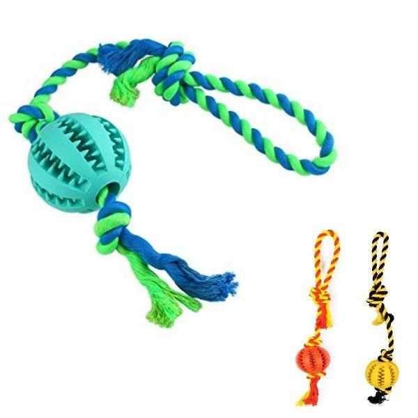 Enrichment Treat Ball & Rope - Rope & Tug Toy from . at DoggyTopia
