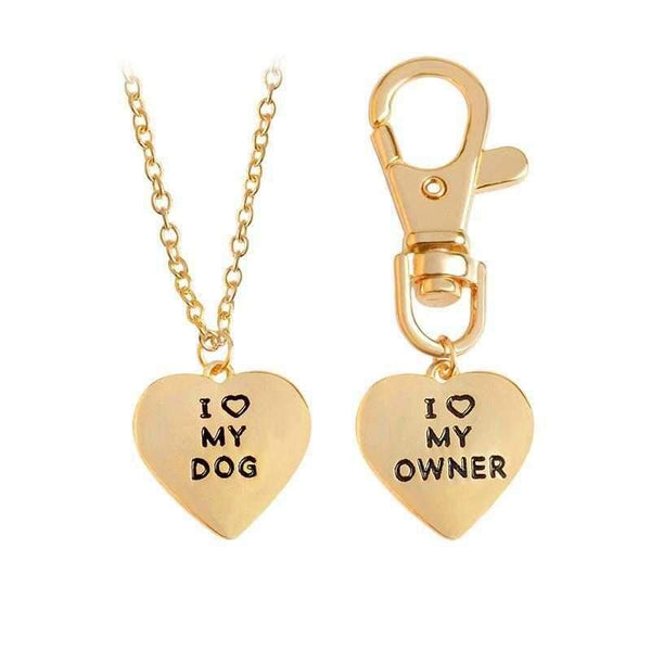 I love MY DOG Necklace and I love MY OWNER Dog Collar CharmDoggyTopia