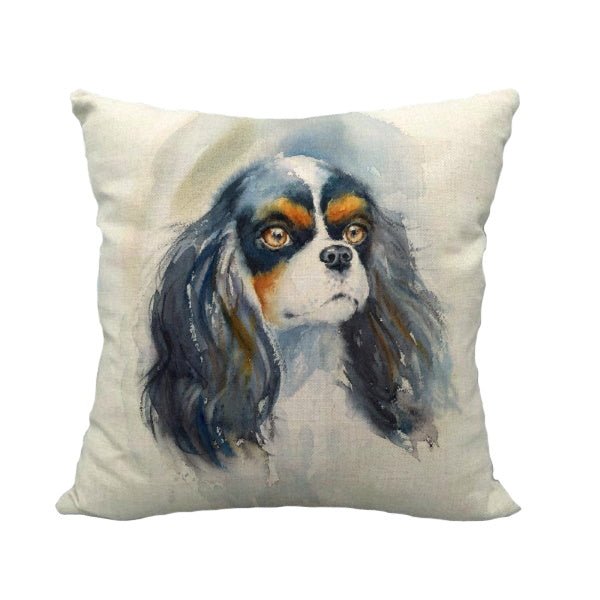 King Charles Cavalier Black & Tan Face Throw Cushion - Cushions from Sale at DoggyTopia