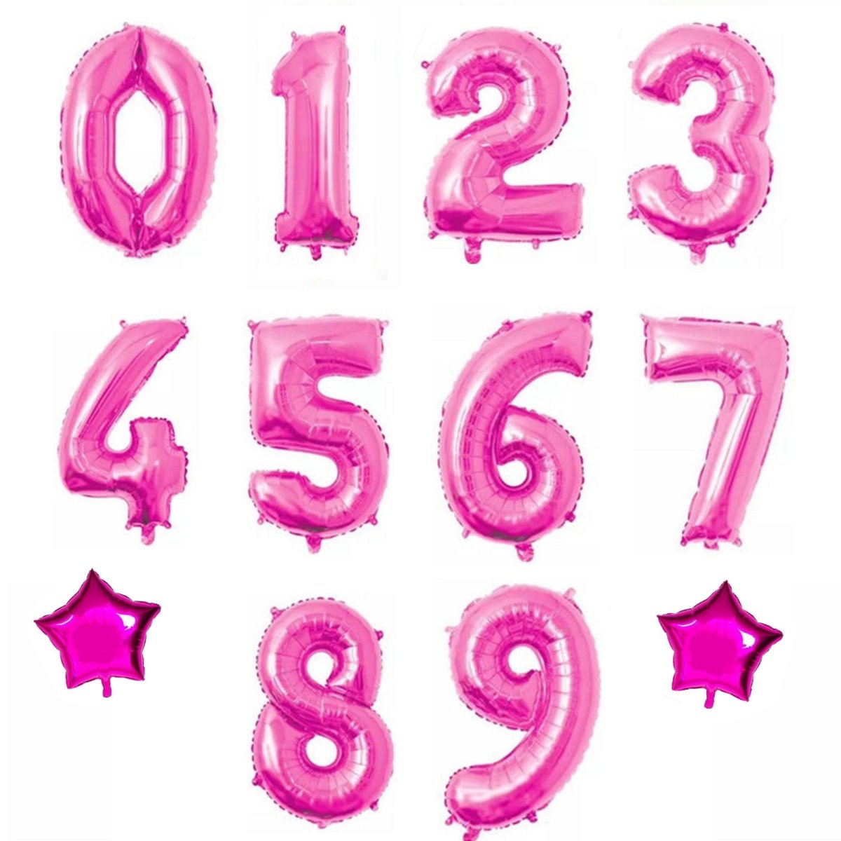Number & Star Foil Balloons - Pink - Party Balloons from . at DoggyTopia