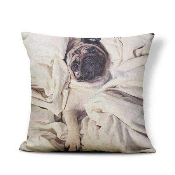 Pug In Bed Throw Cushion - Cushions from Sale at DoggyTopia