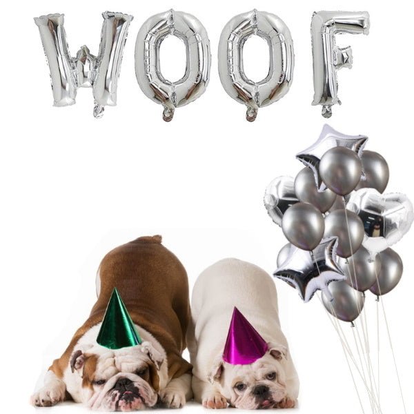 Woof Foil Balloon pack - Silver - Homewares from . at DoggyTopia